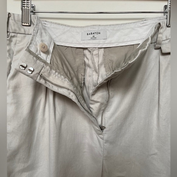 BABATON Artitzia Linen Blend Pleated Taupe Pants Pleats Side Pockets Fly Front - Picture 3 of 13